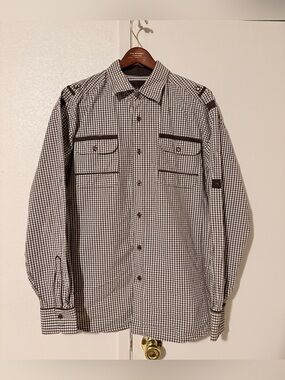 Knockout Jeans Men's Large Black & White Checkered Long-Sleeve Button-Up Shirt